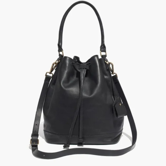 MADEWELL Lafayette Leather Bucket Drawstring Bag Black Large Carryall - Picture 16 of 16